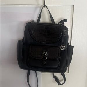 Brighton: Elegant Black Women's Backpack with Heart Charm